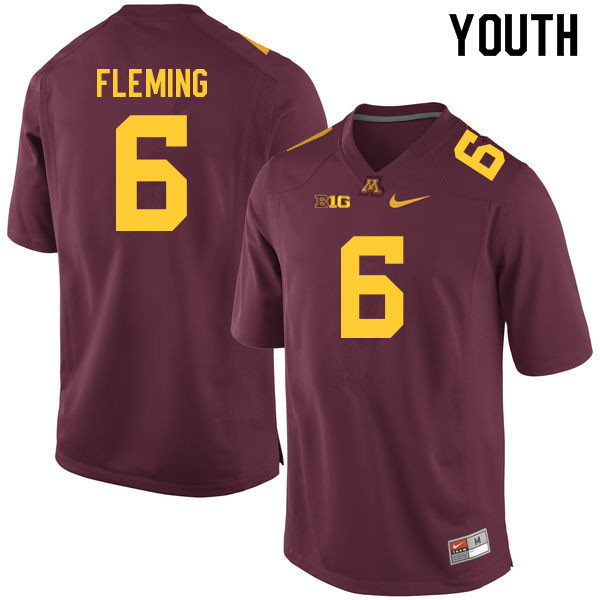 Youth #6 Miles Fleming Minnesota Golden Gophers College Football Jerseys Sale-Maroon